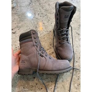 CAT Caterpillar Mae Steel Toe Waterproof Work Boots Grey Leather P90565 W 7